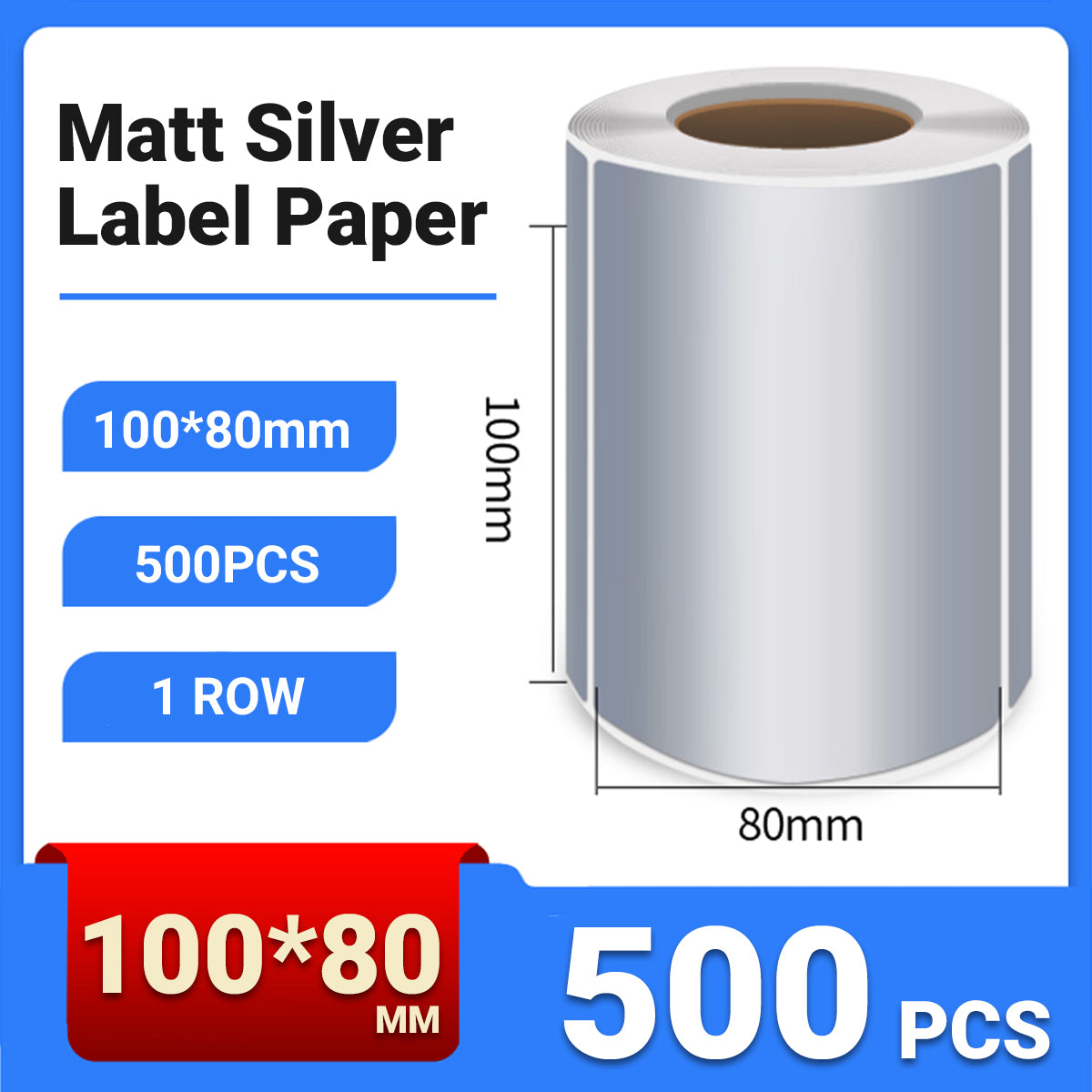 Silver PET Sticker Labels Waterproof Self Adhesive Thermal