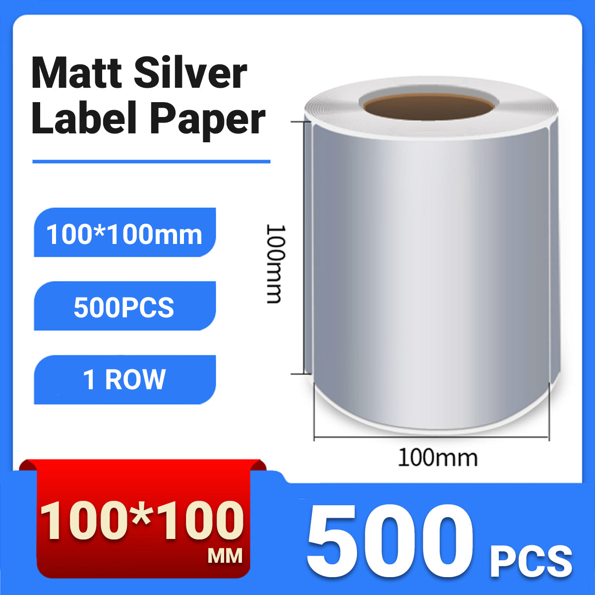 Silver PET Sticker Labels Waterproof Self Adhesive Thermal