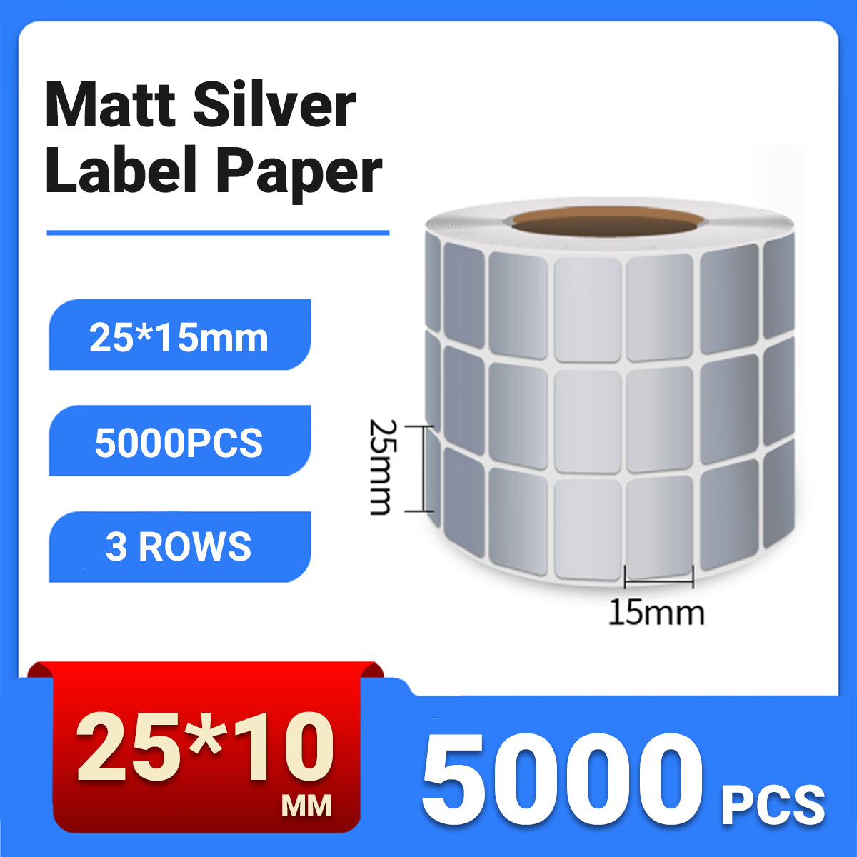 Silver PET Sticker Labels Waterproof Self Adhesive Thermal