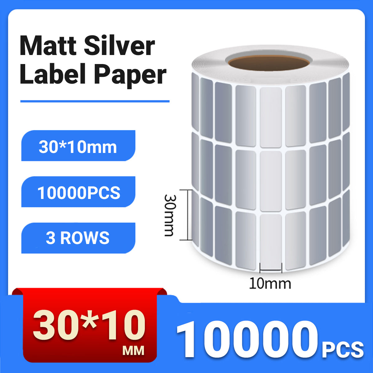 Silver PET Sticker Labels Waterproof Self Adhesive Thermal