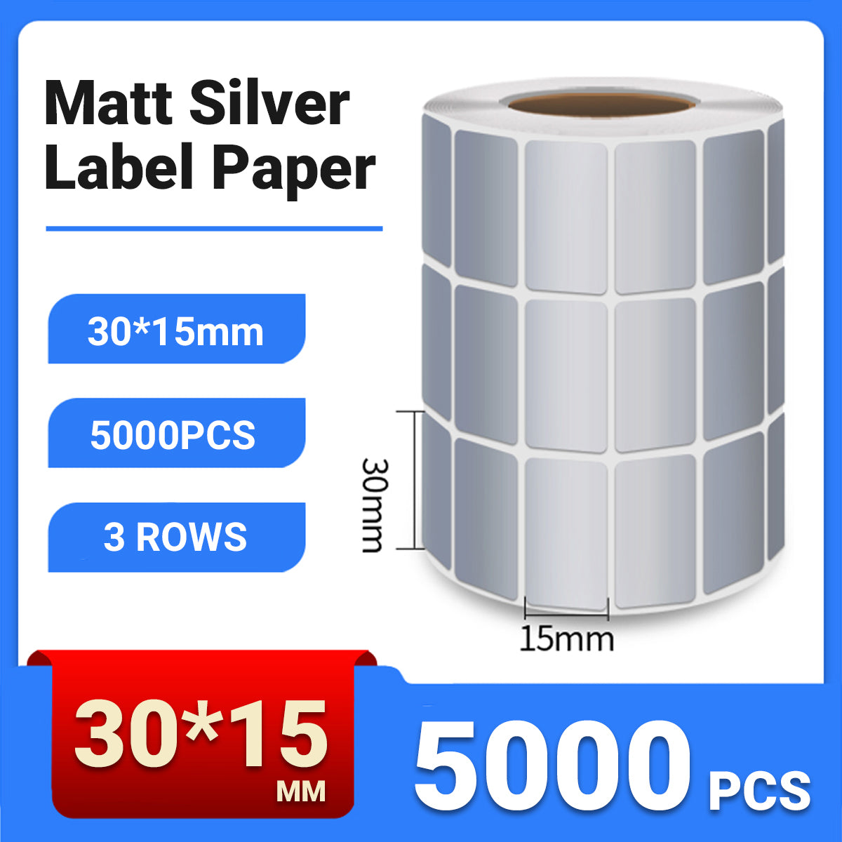 Silver PET Sticker Labels Waterproof Self Adhesive Thermal