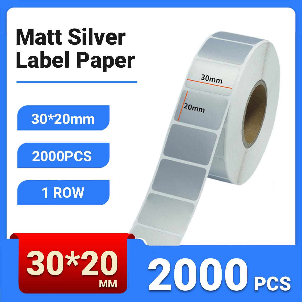 Silver PET Sticker Labels Waterproof Self Adhesive Thermal