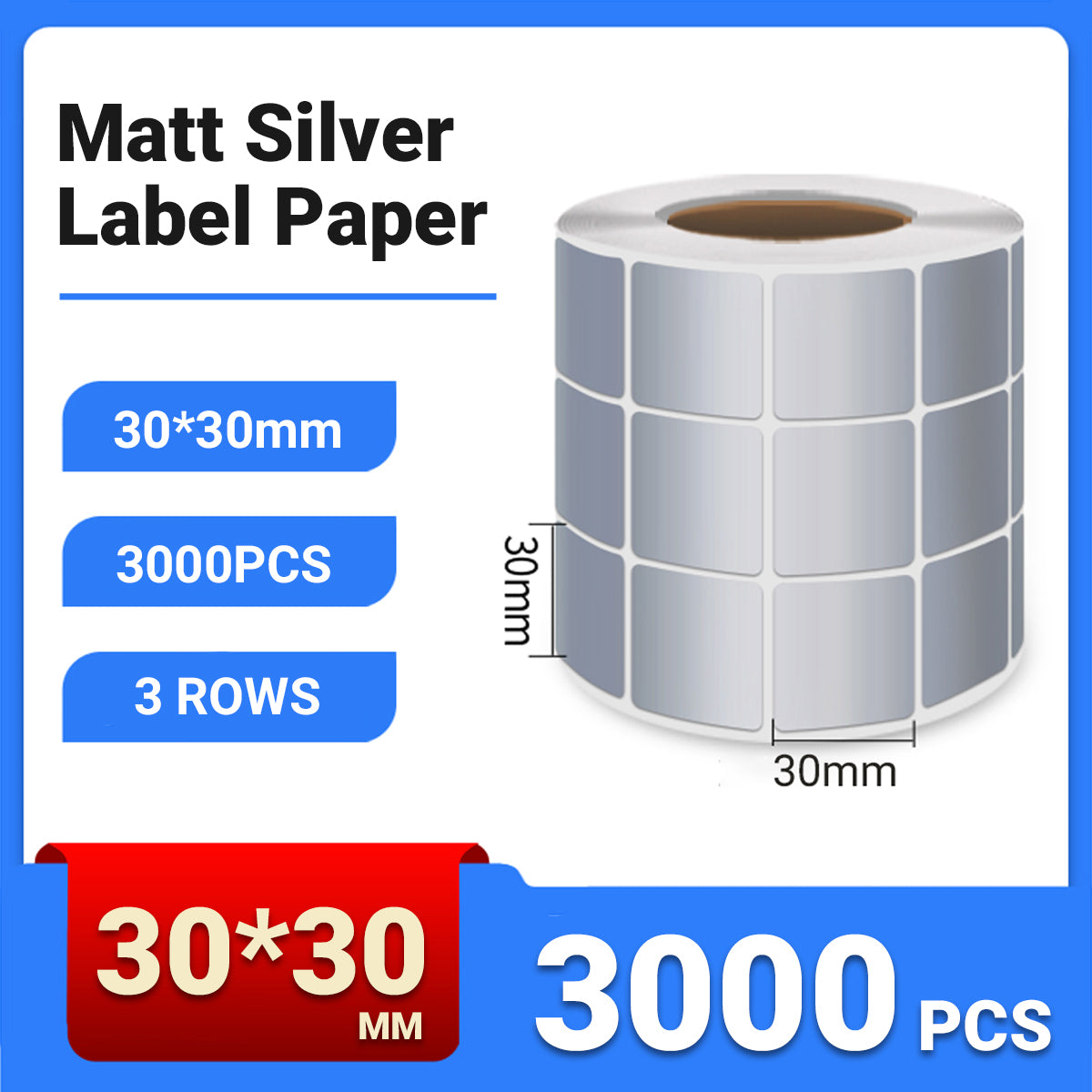 Silver PET Sticker Labels Waterproof Self Adhesive Thermal