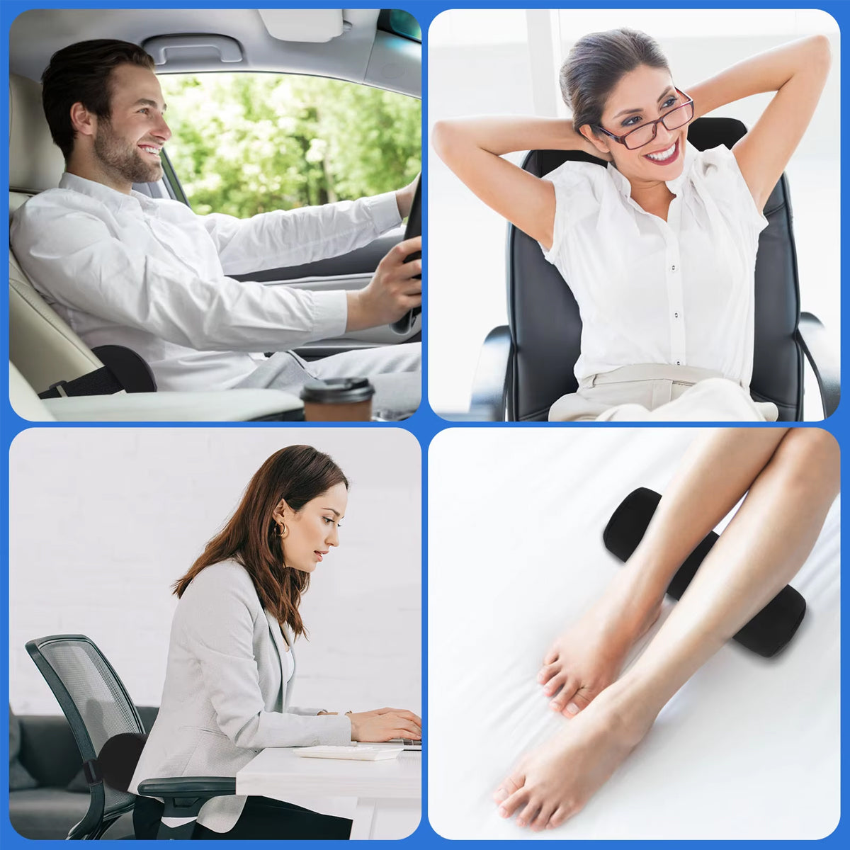 Cylindrical Lumbar Support Pillow with Strap