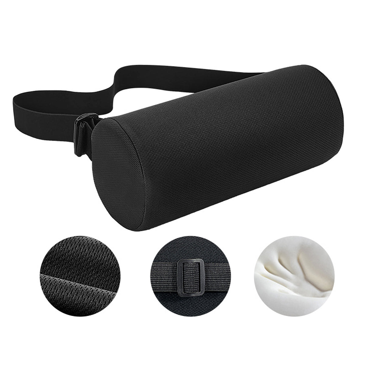 Cylindrical Lumbar Support Pillow with Strap