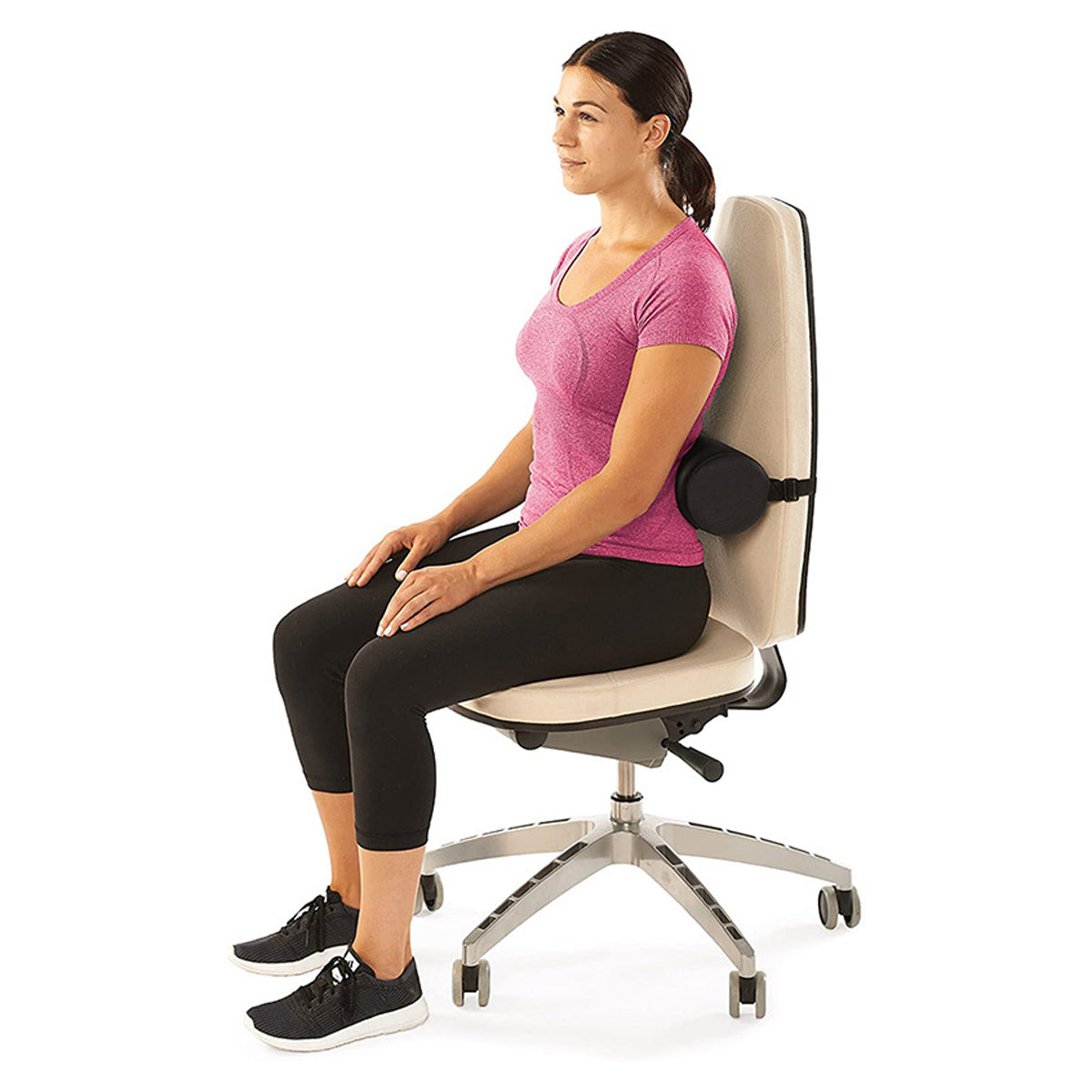 Cylindrical Lumbar Support Pillow with Strap