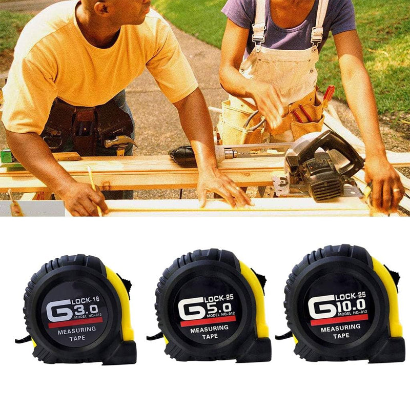 3/5/10m Measuring Tape Steel Ruler with Lock Rubber Grip Metric and Inch