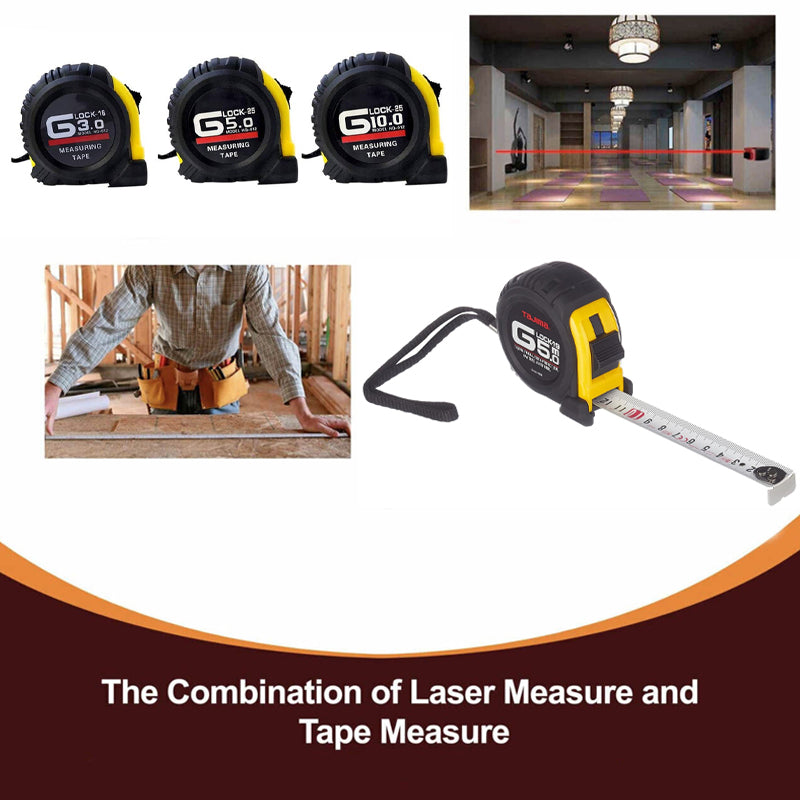 3/5/10m Measuring Tape Steel Ruler with Lock Rubber Grip Metric and Inch