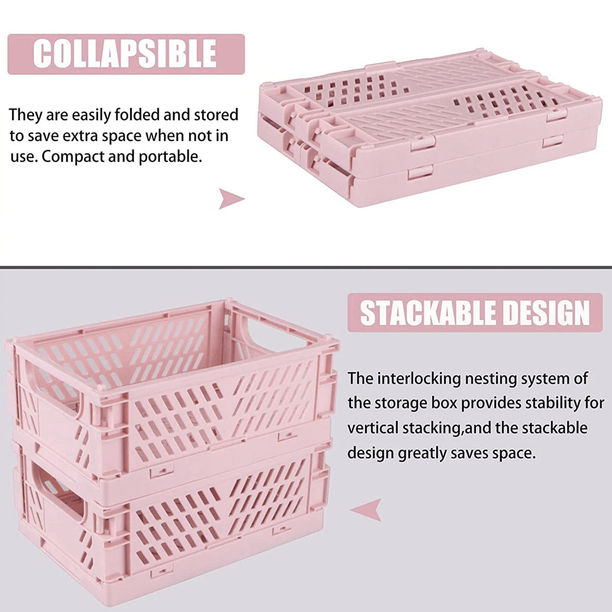 10 Pcs Foldable Desktop Storage Boxes Hollow Out PP Stackable