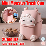Mini Monster Desktop Trash Can with Flip-Top Lid