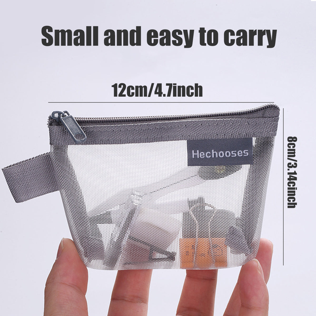 10 Pcs Mini Mesh Zipper Pouches Nylon Coin ID Card Holder