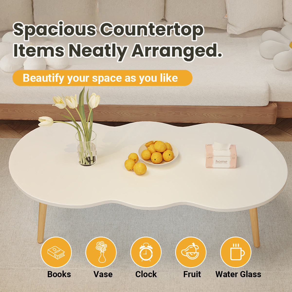 Minimalist Coffee Table with Rounded Corners