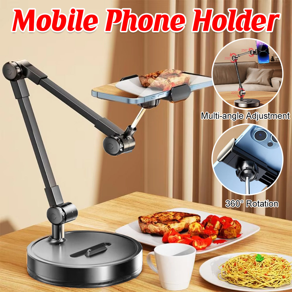 Mobile Phone Stand Overhead Shooting Adjustable Desk Holder