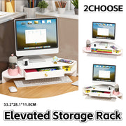 Corner Monitor Stand with Storage Shelves