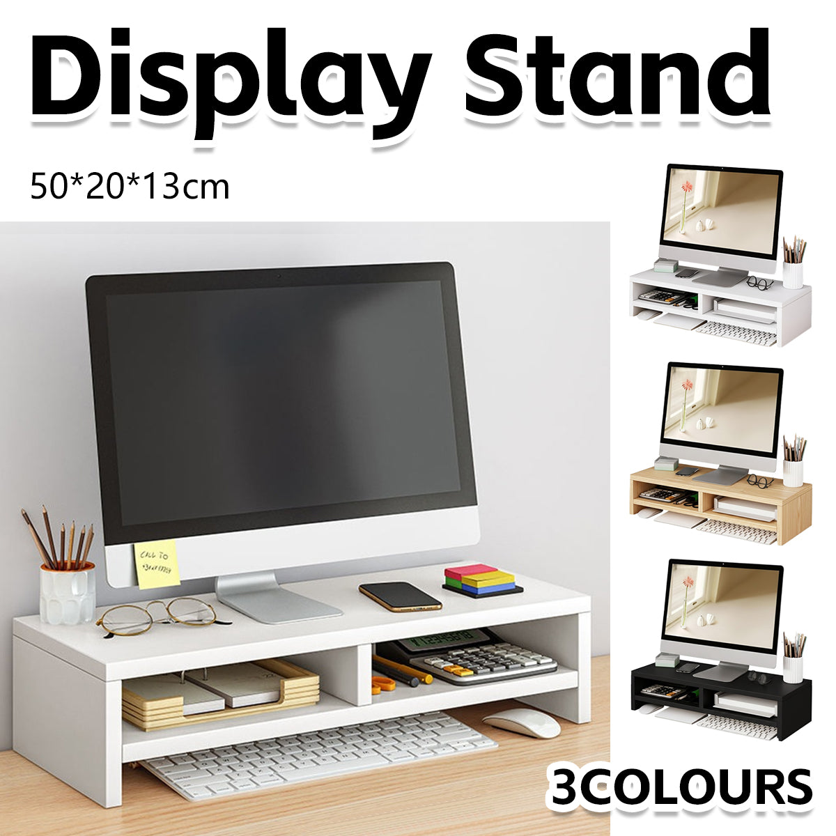 Double-Layer MDF Monitor Stand for Home Office