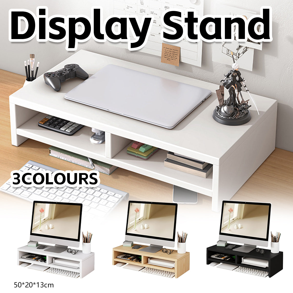 Double-Layer MDF Monitor Stand for Home Office
