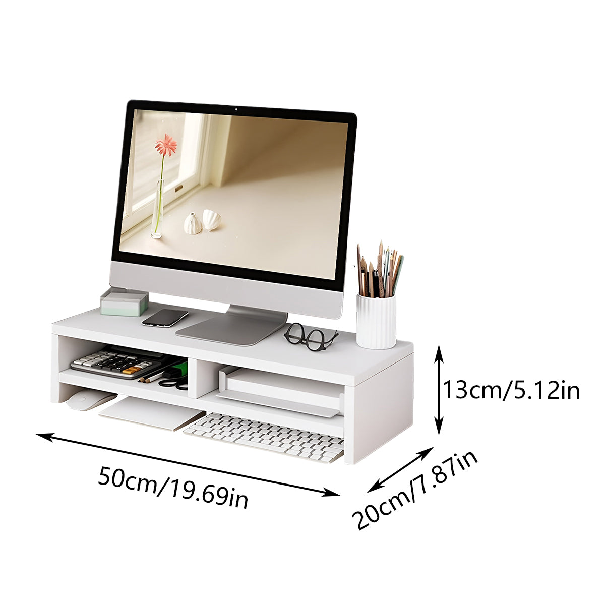 Double-Layer MDF Monitor Stand for Home Office