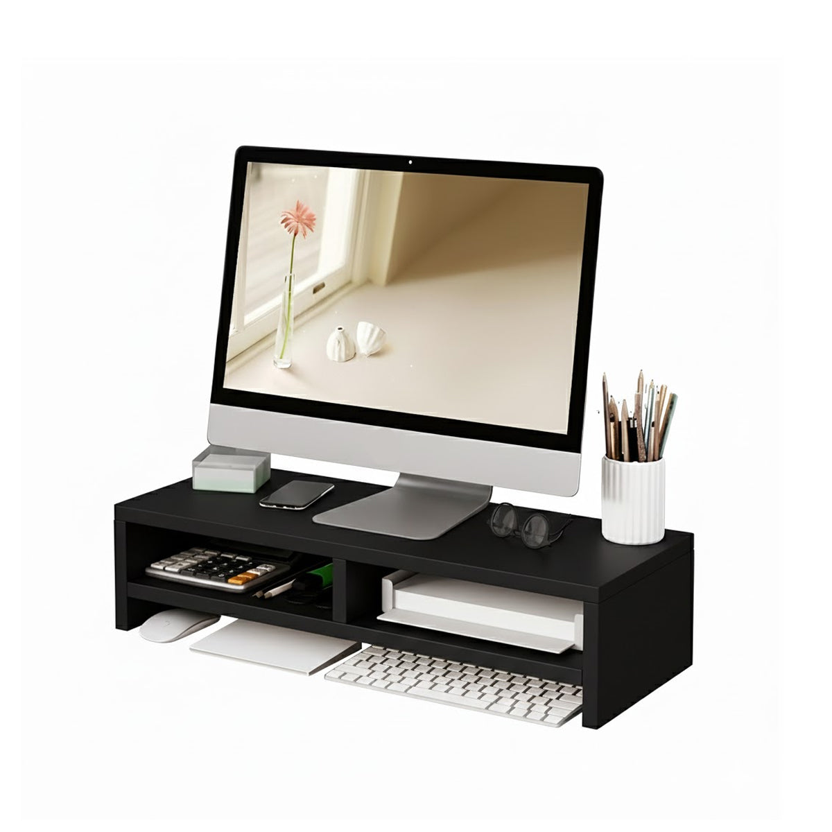 Double-Layer MDF Monitor Stand for Home Office