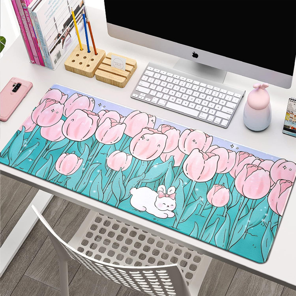 Flower Mouse Pad Oversized Non-Slip Rubber Base Waterproof