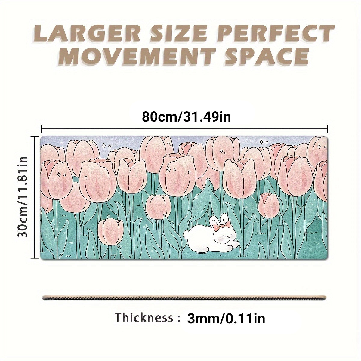 Flower Mouse Pad Oversized Non-Slip Rubber Base Waterproof