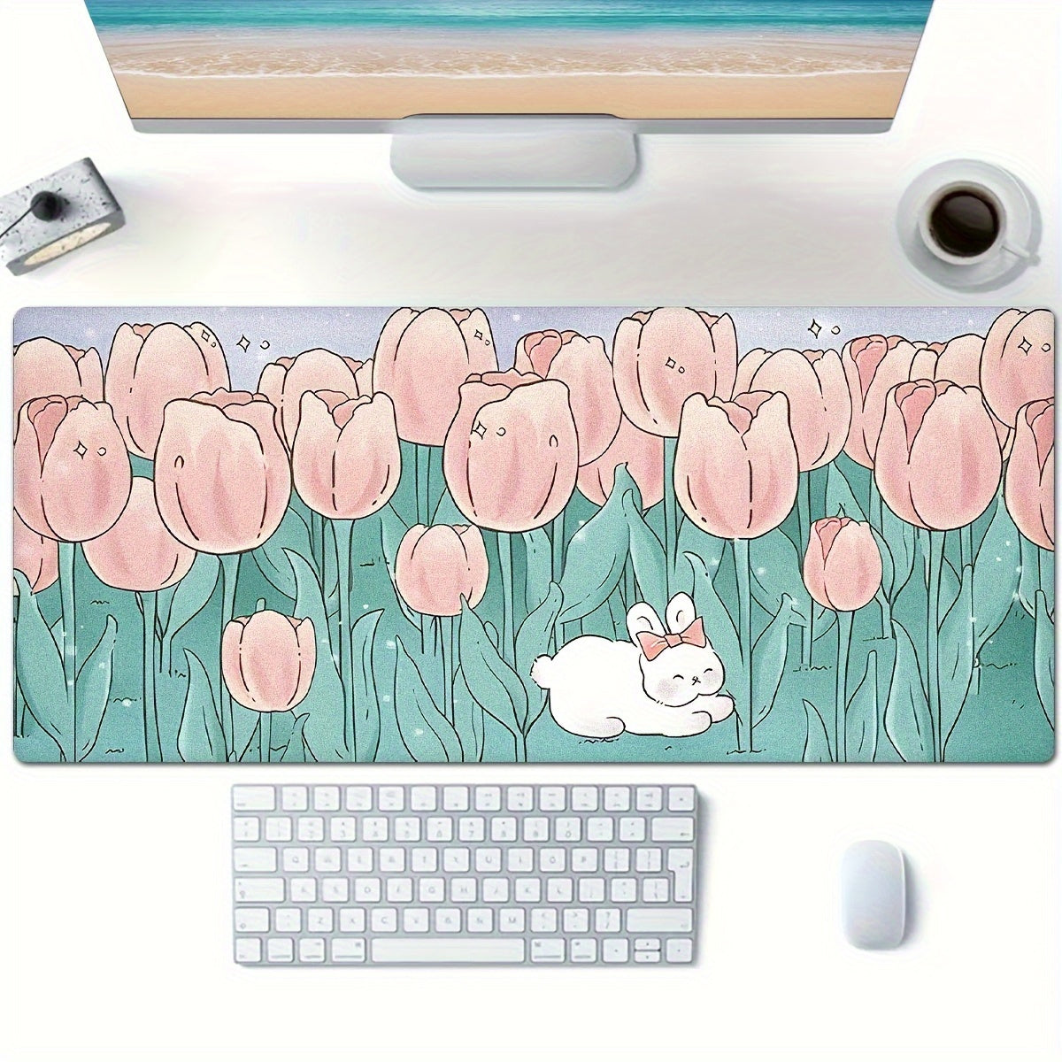Flower Mouse Pad Oversized Non-Slip Rubber Base Waterproof