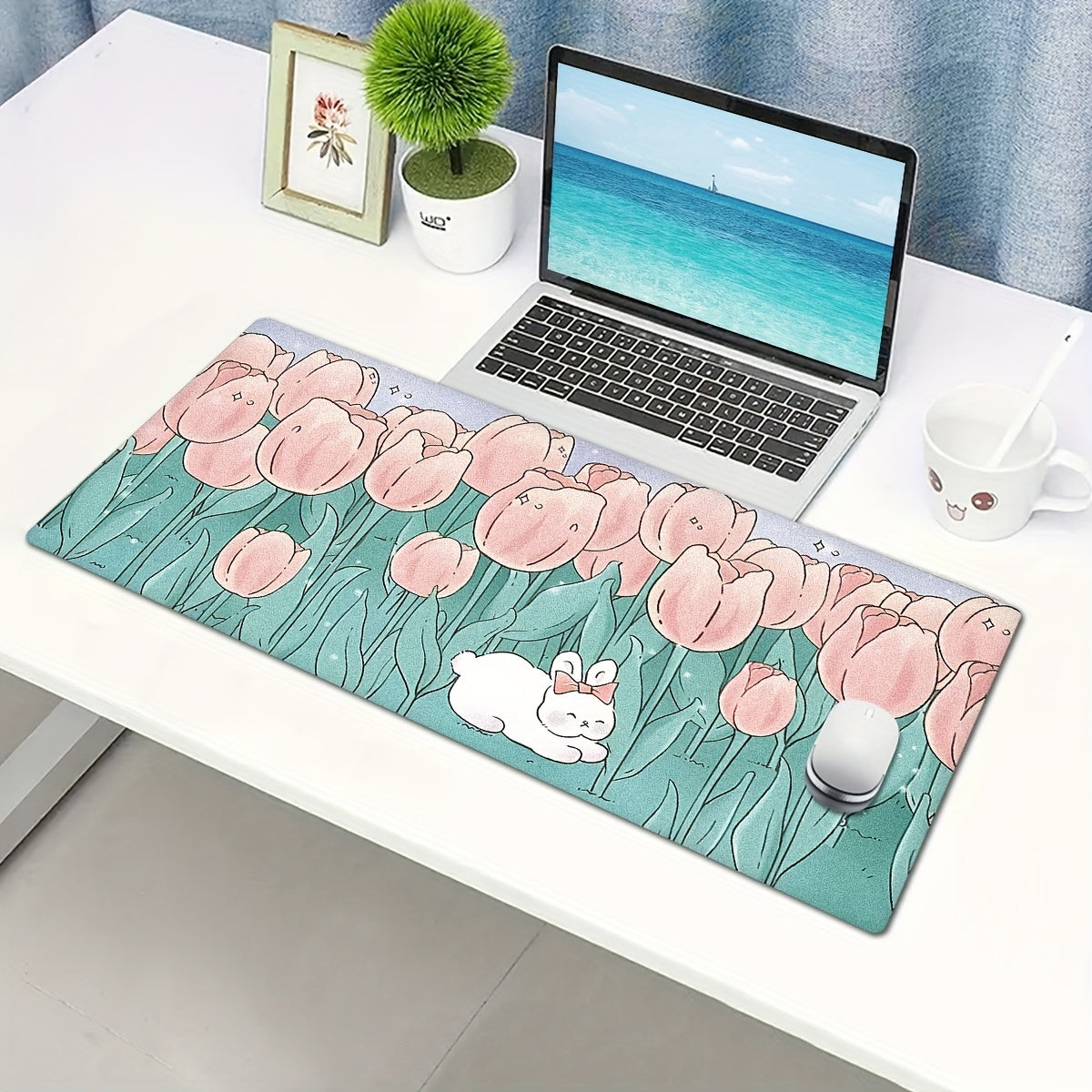 Flower Mouse Pad Oversized Non-Slip Rubber Base Waterproof
