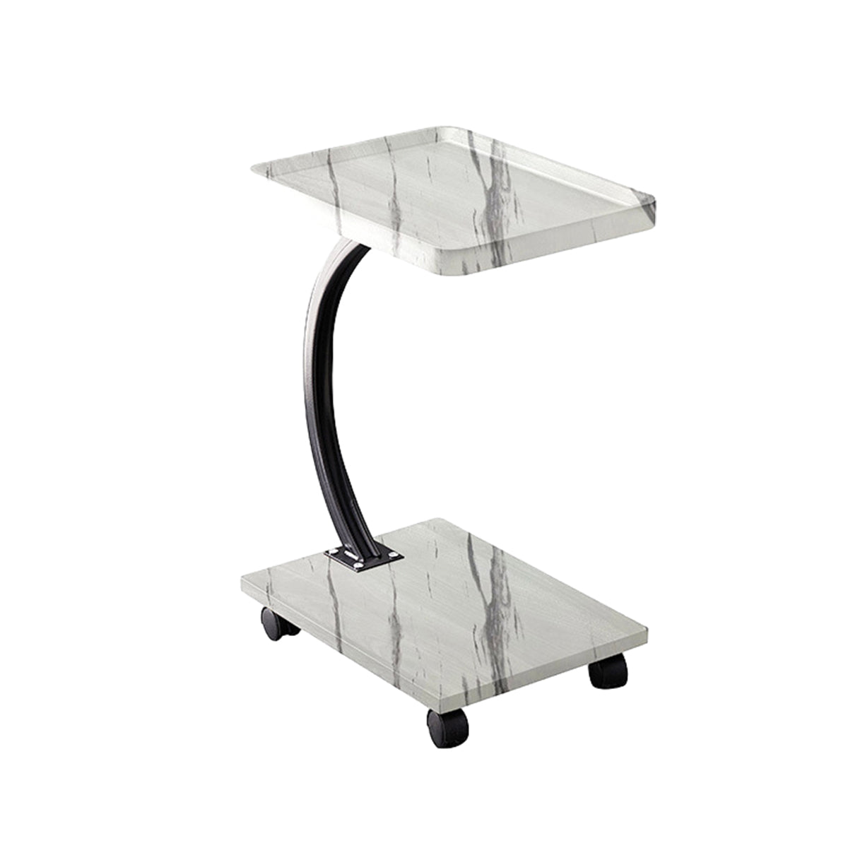 Movable C-Shaped Side Table with Wheels for Sofa