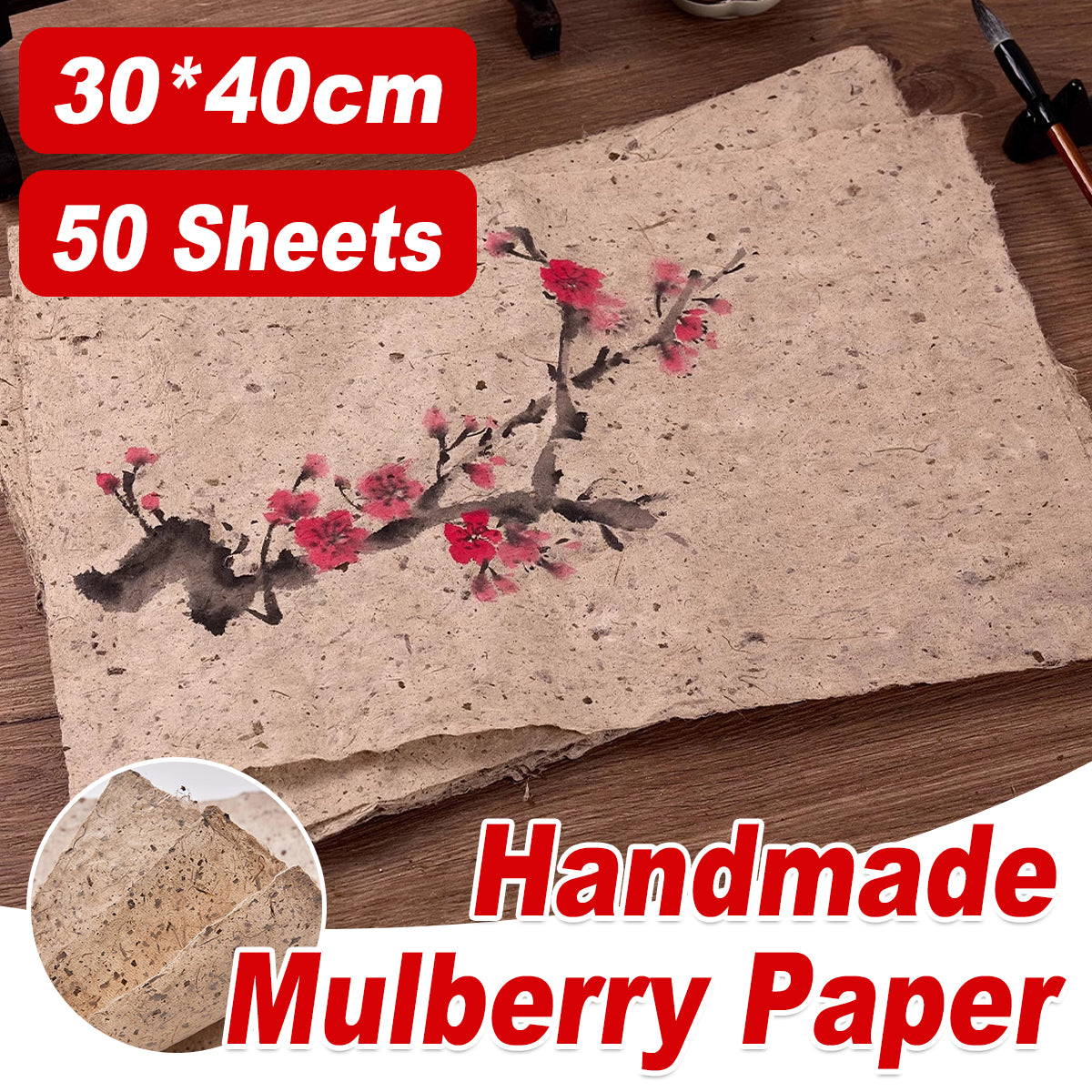 50 Sheets Handmade Mulberry Paper for Calligraphy