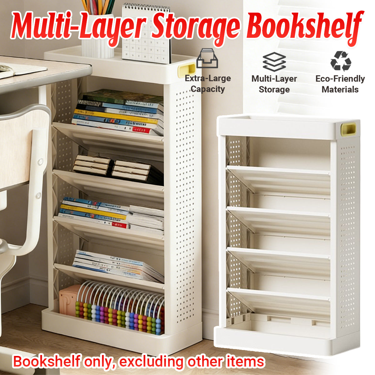 5-Tier Bookshelf Storage Rack with Angled Shelves