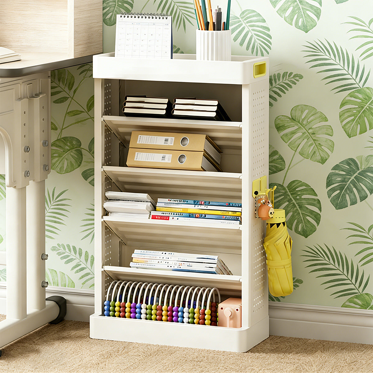 5-Tier Bookshelf Storage Rack with Angled Shelves