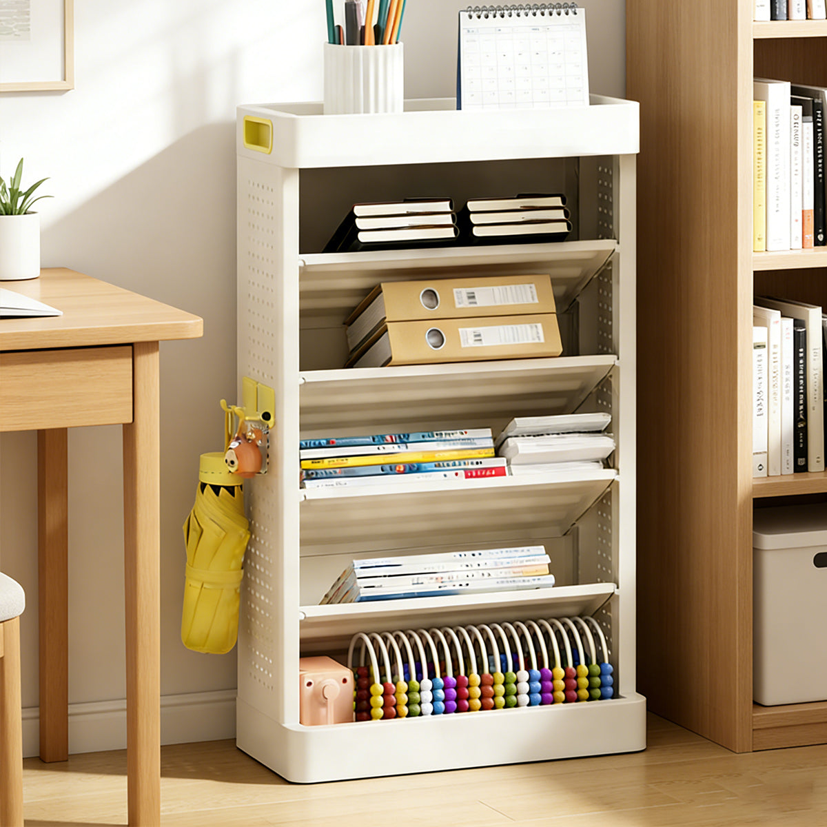 5-Tier Bookshelf Storage Rack with Angled Shelves