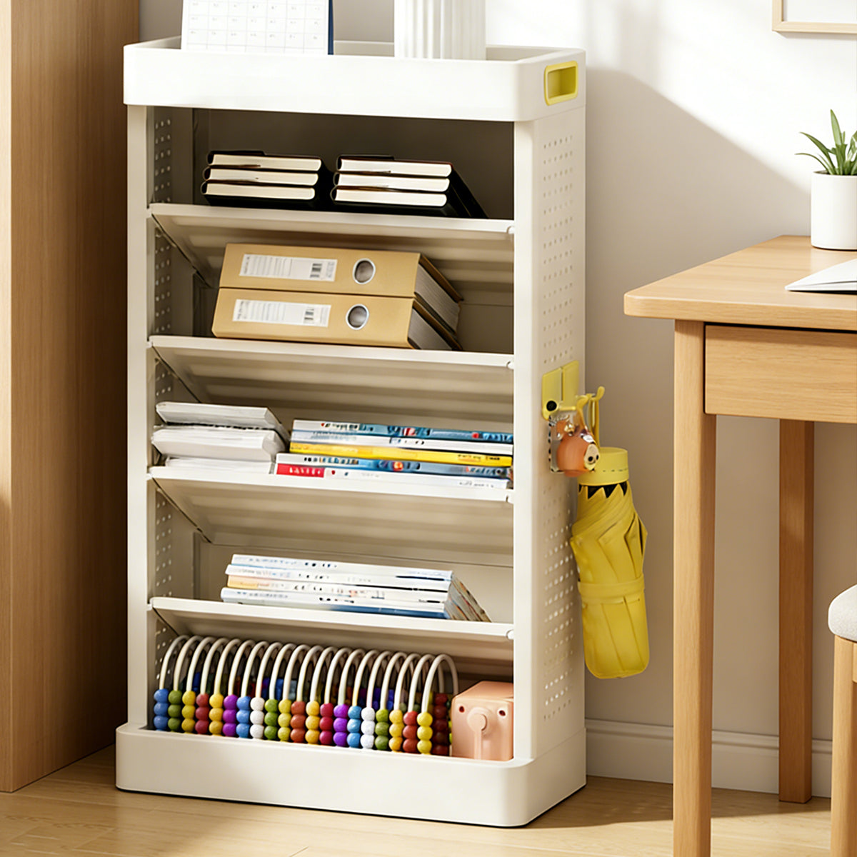 5-Tier Bookshelf Storage Rack with Angled Shelves