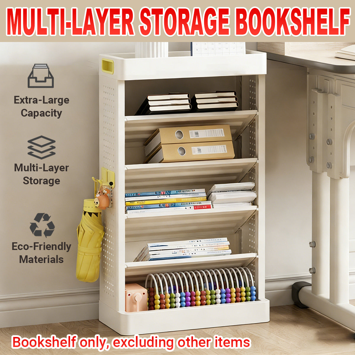 5-Tier Bookshelf Storage Rack with Angled Shelves