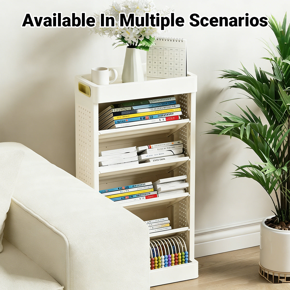 5-Tier Bookshelf Storage Rack with Angled Shelves
