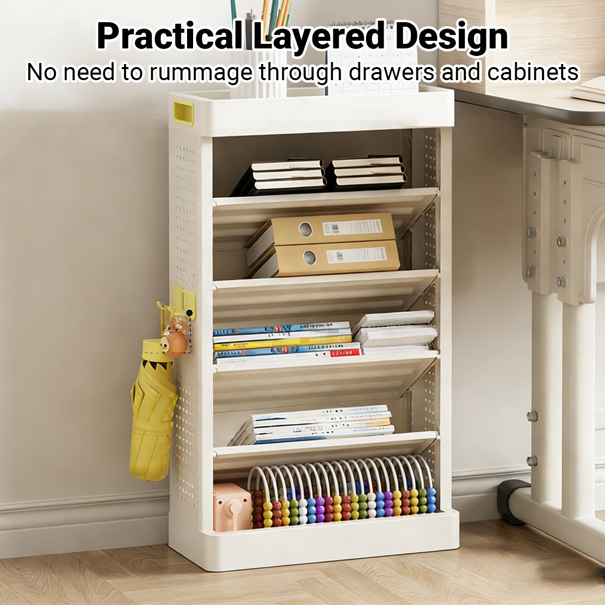 5-Tier Bookshelf Storage Rack with Angled Shelves