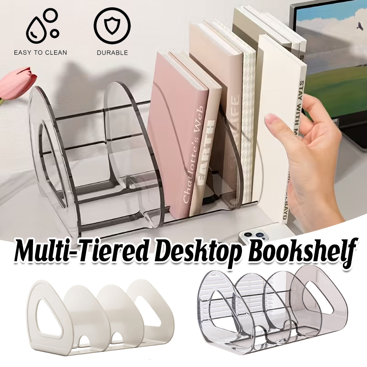 Desk Divider Shelf Organiser with 3 Compartments
