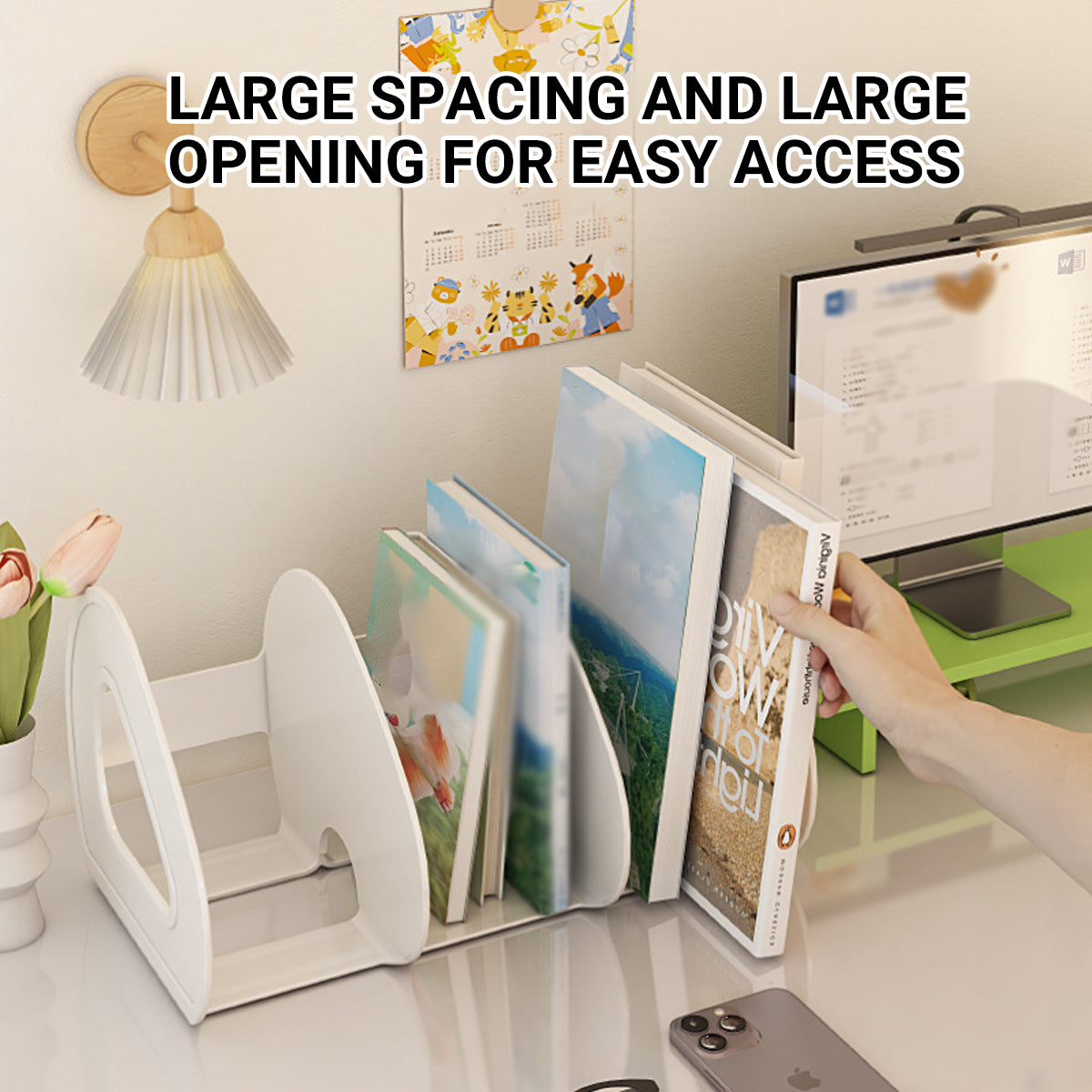 Desk Divider Shelf Organiser with 3 Compartments