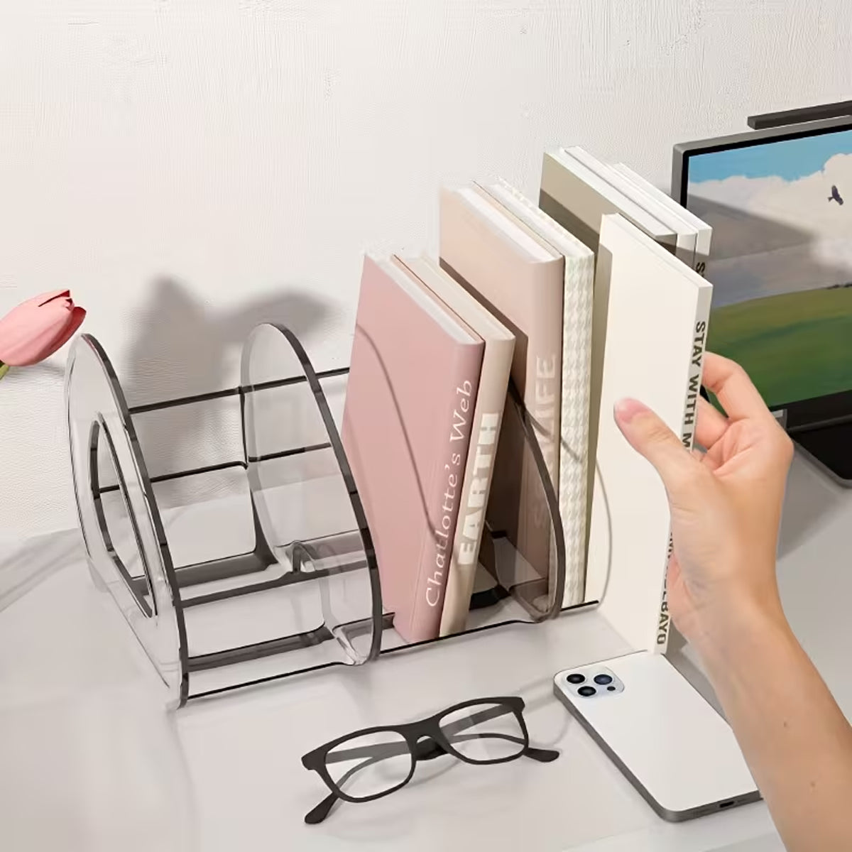 Desk Divider Shelf Organiser with 3 Compartments