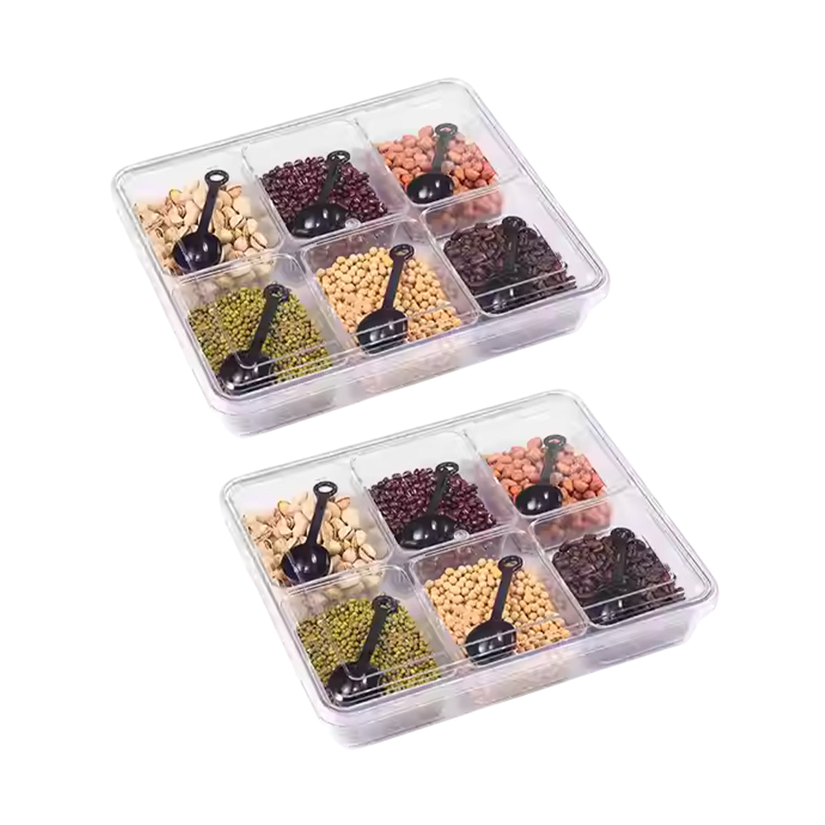 2pcs Clear Spice Container with 6 Compartments