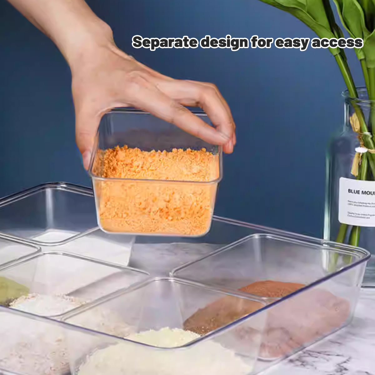 2pcs Clear Spice Container with 6 Compartments