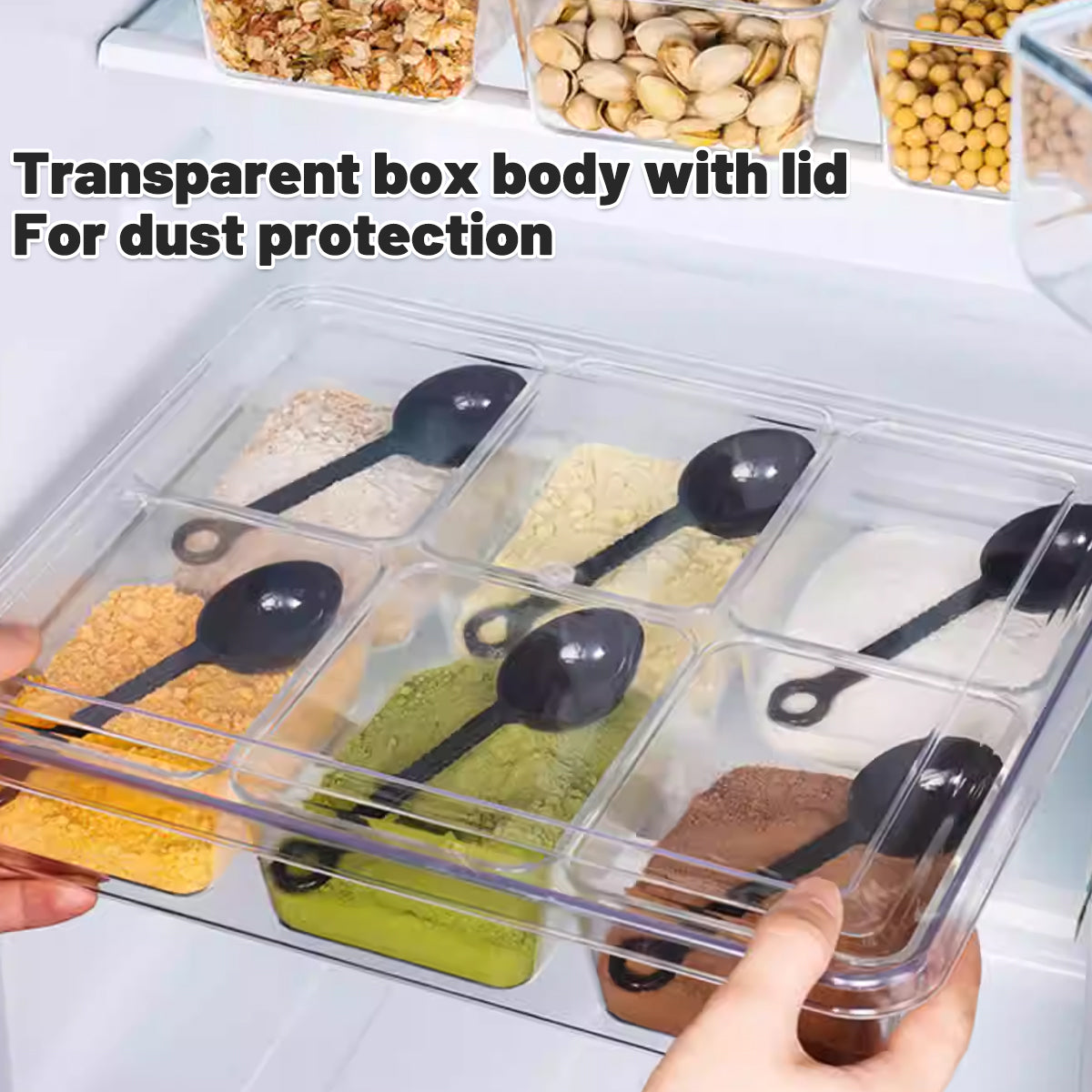 2pcs Clear Spice Container with 6 Compartments