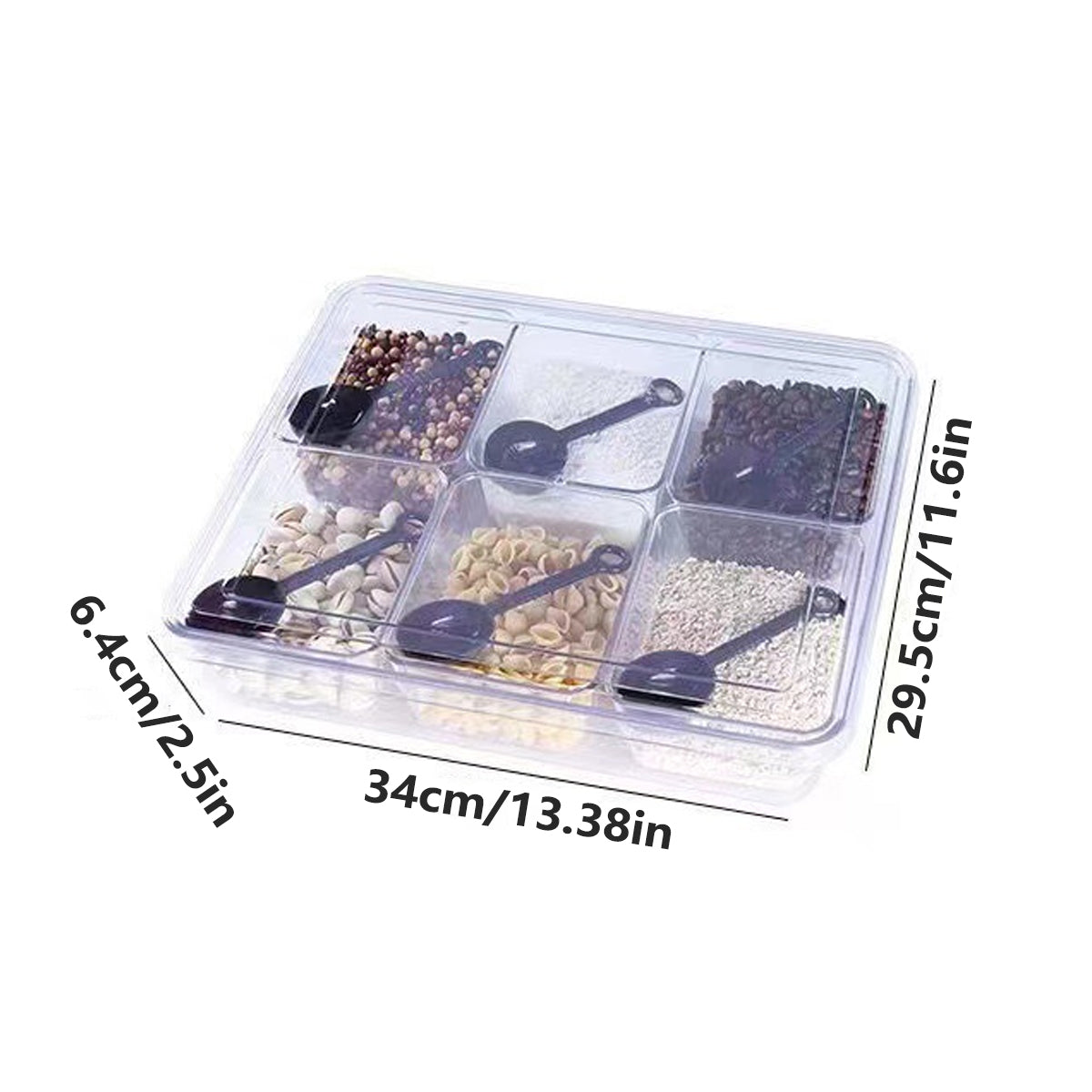 2pcs Clear Spice Container with 6 Compartments