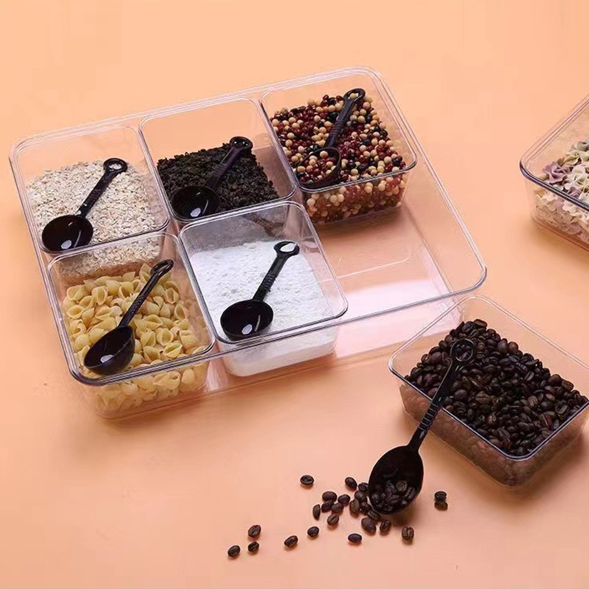 2pcs Clear Spice Container with 6 Compartments