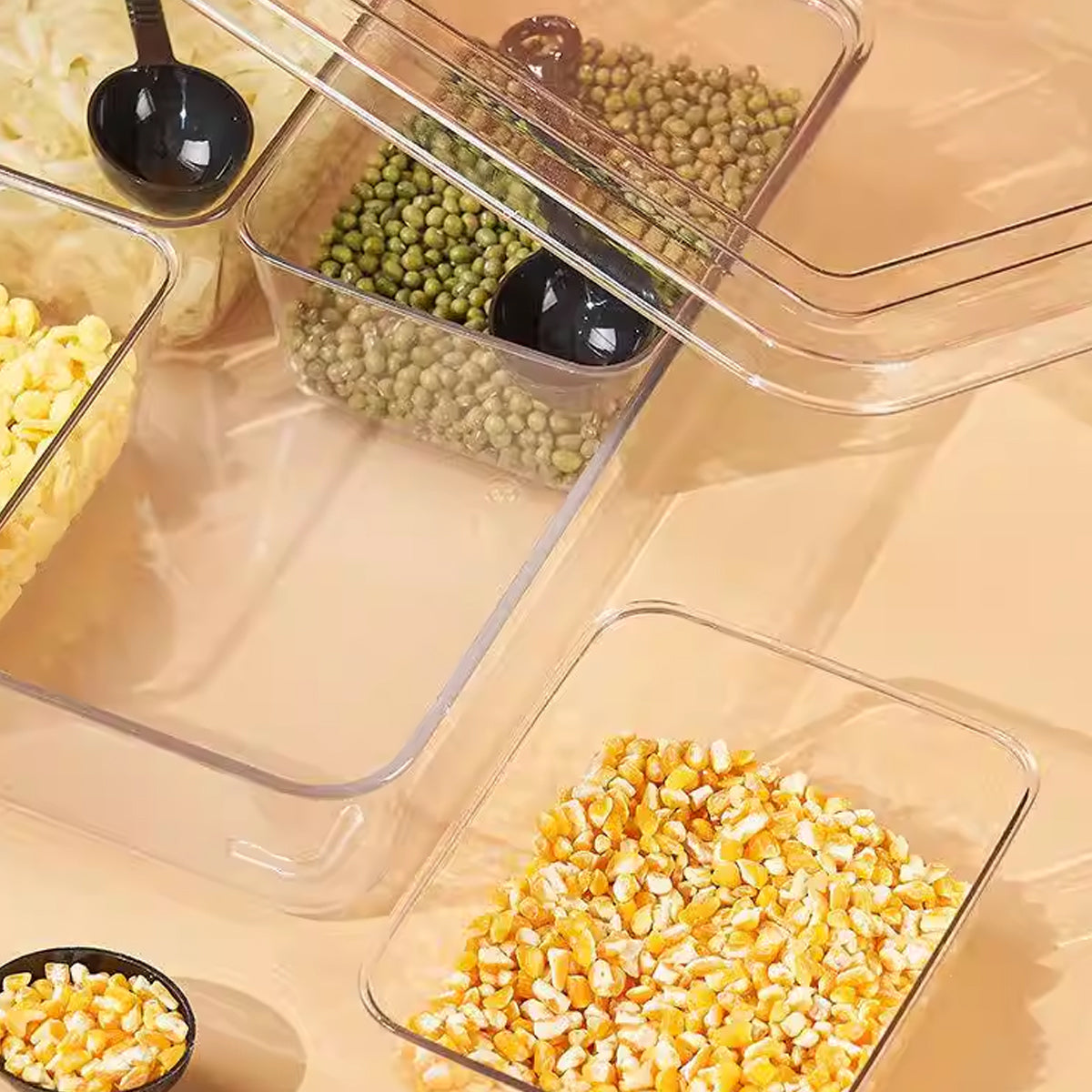 2pcs Clear Spice Container with 6 Compartments