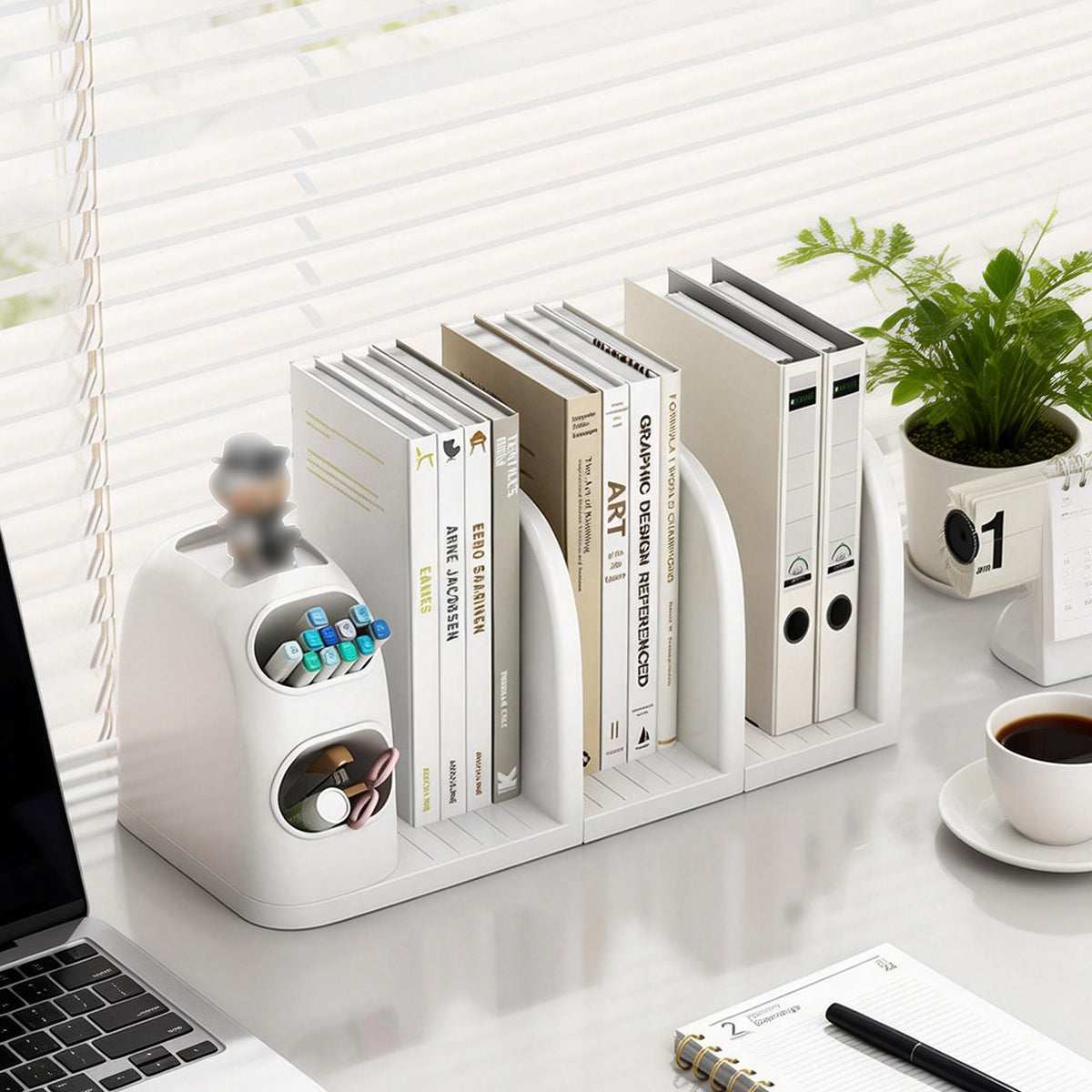 Desktop Book Stand with Storage Box Organizer