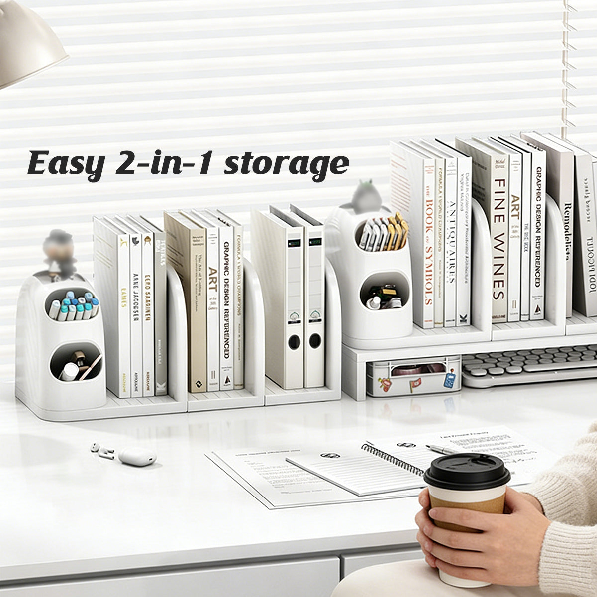 Desktop Book Stand with Storage Box Organizer