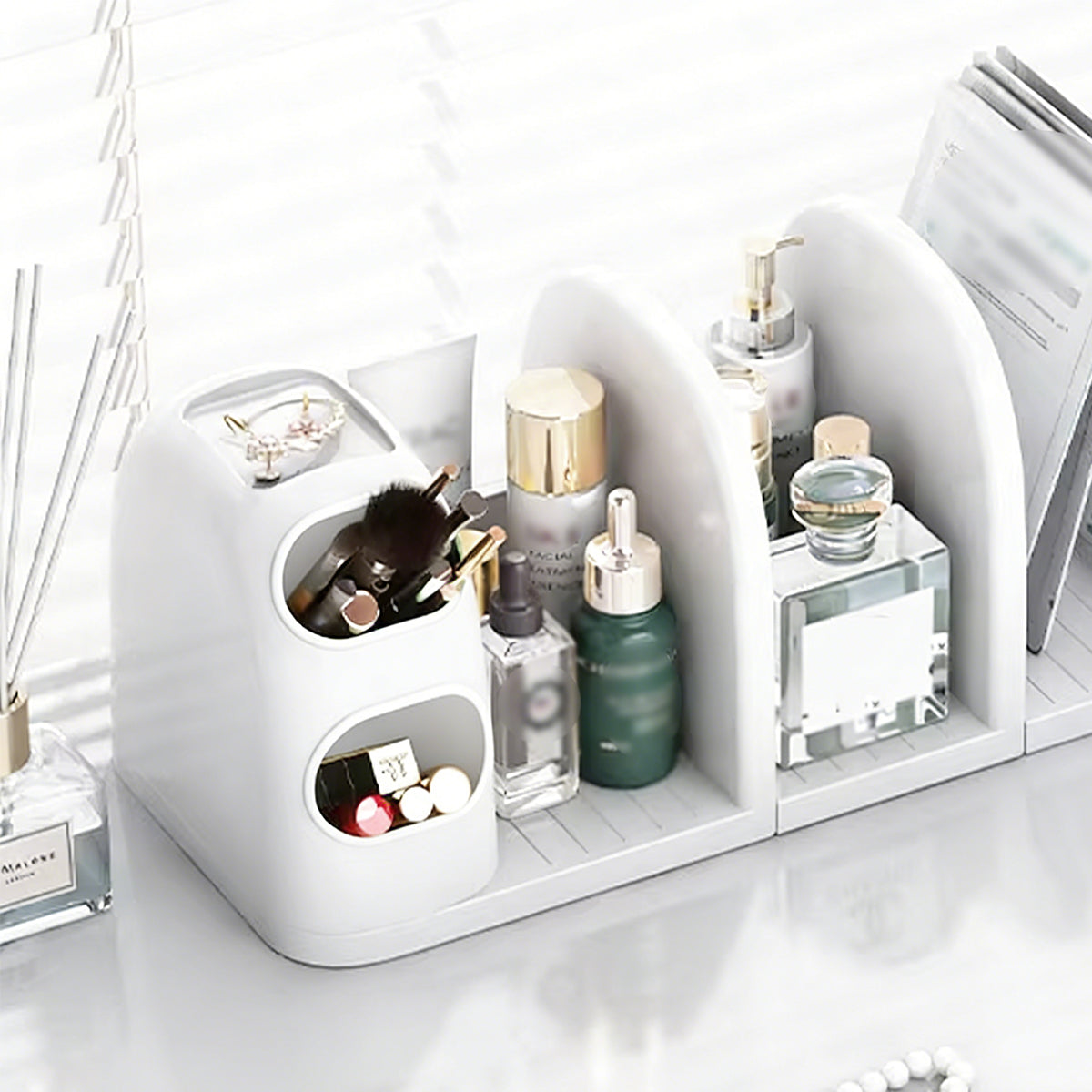 Desktop Book Stand with Storage Box Organizer