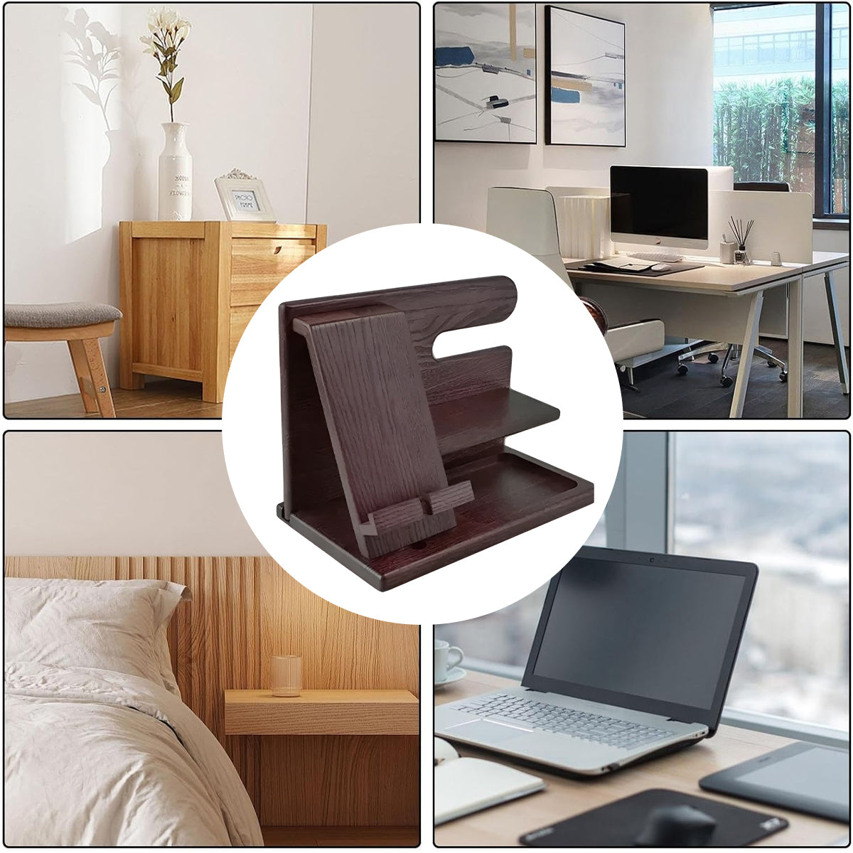 Solid Wood Multi Function Desktop Phone Stand