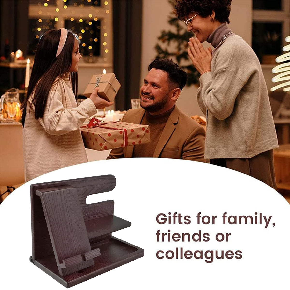 Solid Wood Multi Function Desktop Phone Stand