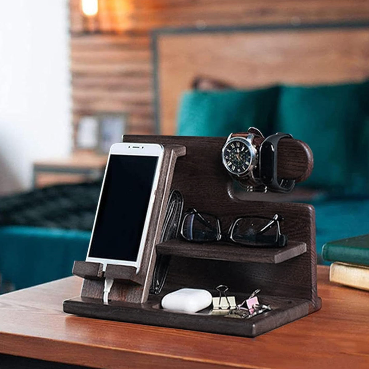 Solid Wood Multi Function Desktop Phone Stand